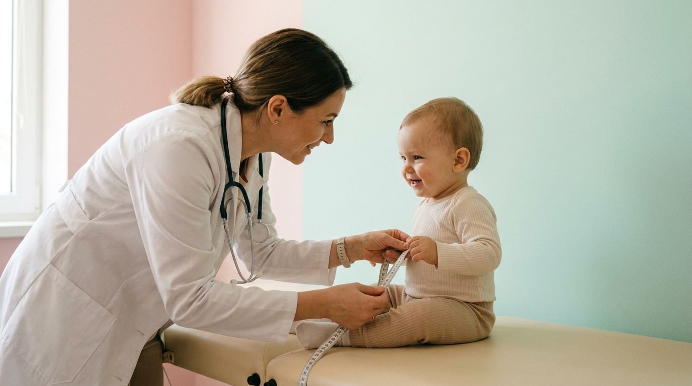 Pediatra realizando el control de niño sano a un bebé en Guatemala