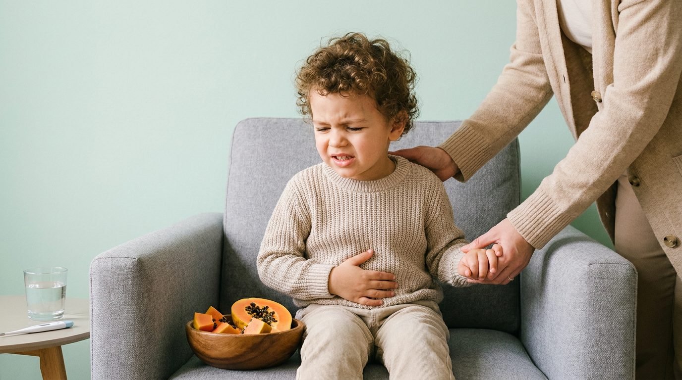 Niño pequeño con molestia abdominal por estreñimiento